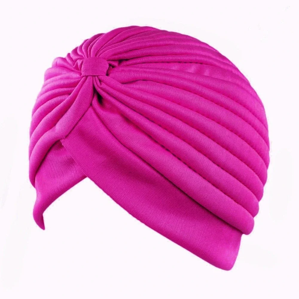 Rose Pink Pleated Turban Beanie Boho Festival Street Style Headwrap